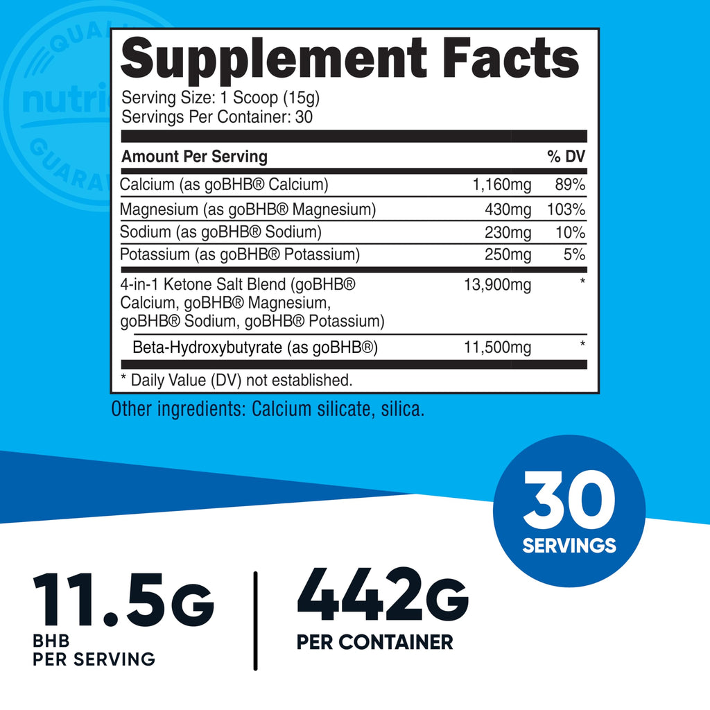 Nutricost Keto BHB Exogenous Ketones 4-in-1 (30 Servings) 12g Beta-Hydroxybutyrate (BHB) Per Serving, (Unflavored) - Ketone Salts