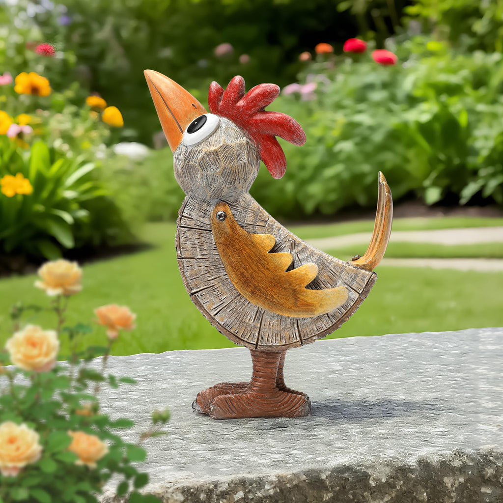 Wiresusan Outdoor Whimsical Rooster Statue Resin Chicken Art Sculpture Garden Rooster Figurine Decoration, Rustic Roosters Decor, Animal Ornament for Yard, Lawn, Home, Office, Garden Gifts