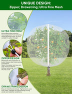 Fruit Tree Netting for Cicadas - with Zipper 4Pcs 5 x 4FT Garden Bird Netting for Blueberry Bushes with Drawstring,Insect Plant Protection Mesh Net Bags for Tomato,Cicada,Animals (4, 4 x 5 FT)