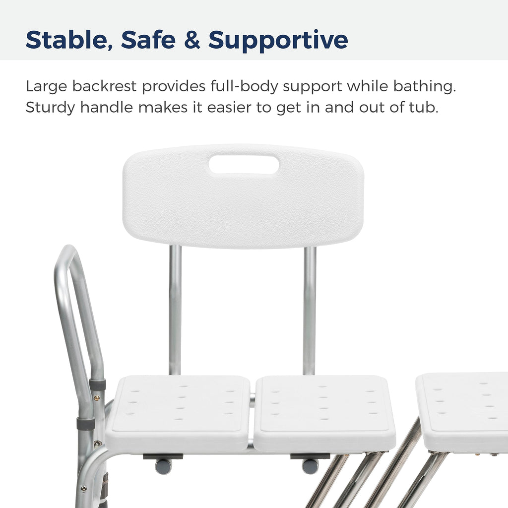 Drive Medical Splash Defense Tub Transfer Bench for Bathtub - U-Shaped Shower Curtain Guard - Adjustable Height - Reversible Design - 400 Lb Capacity - Safe Bathing Aid - White