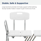 Drive Medical Splash Defense Tub Transfer Bench for Bathtub - U-Shaped Shower Curtain Guard - Adjustable Height - Reversible Design - 400 Lb Capacity - Safe Bathing Aid - White