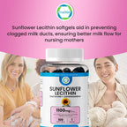 TRUEMED Sunflower Lecithin with Shatavari & Ashwagandha - 1100 mg per Serving - Supports Hormone Balance, Milk Flow, Brain Health, Digestive Wellness, 100 Softgels - Made in USA GMP Certified