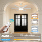 52 Inch Ceiling Fans with Lights, 6 Double Sided Blades, Ultra Quiet Reversible DC Motor, Remote & APP Control, 6 Speeds, 3CCT Dimmable LED with Memory Function, Downrod Mount for Living Room, White