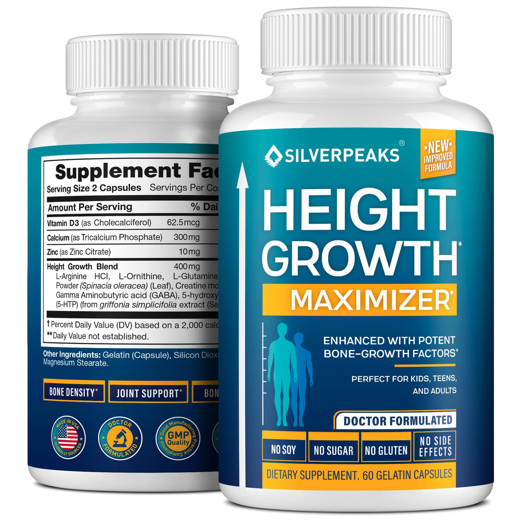 Height Growth Maximizer - Natural Pills to Help You Grow Taller Made in USA with Calcium, Zinc, GABA & Vitamin D3 for Bone Strength, Joint Support* - Free of Hormone, 60 Count (Pack of 1)