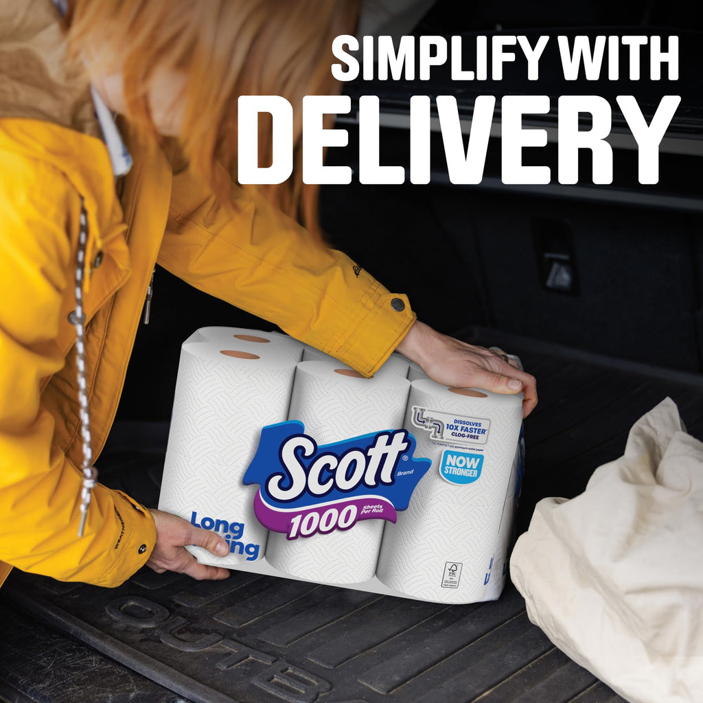 Scott 1000 Toilet Paper, 8 Rolls, Septic-Safe, 1-Ply Toilet Tissue
