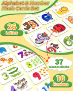 Gojmzo Alphabet Flash Cards, ABC Learning Toys for Kids 3-5, Wooden Letters Number Blocks Sight Words Matching Game, Toddler Preschool Learning Activities, Montessori Educational Toys for 3+ Year Old