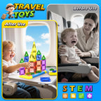 Mini Magnetic Tiles Travel Toddler Toys with Metal Tin Portable STEM Building Kids Toys for 3 4 5 6 7 8+ Years Old Boys & Girls & Birthday Gifts