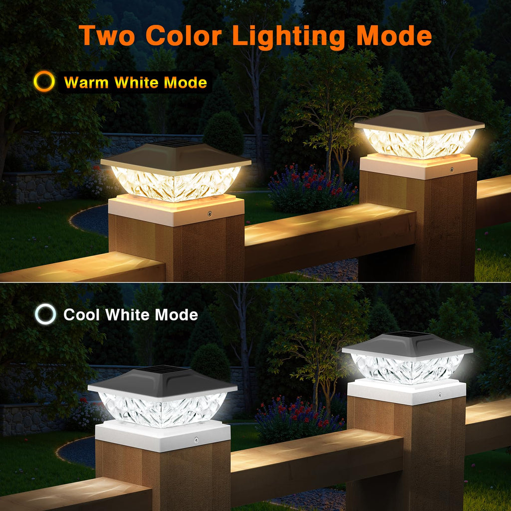 ENSLI Solar Post Cap Lights Outdoor 6 Pack, 2 Mode Bright Fence Post Solar Lights Outdoor Waterproof, Deck Fence Post Cap Light Solar Powered for 4x4 4.5x4.5 5x5 Posts in Garden Decor