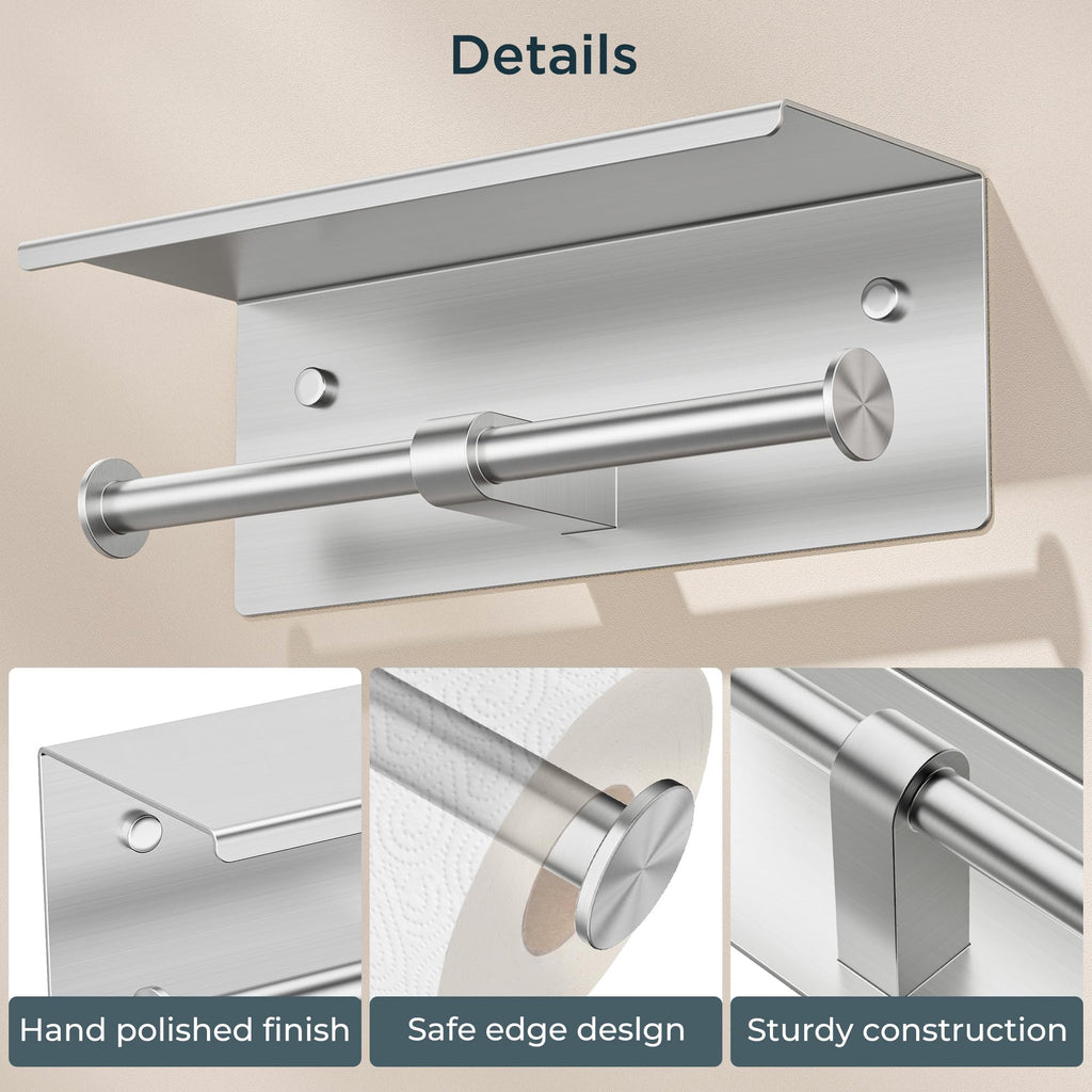 FORIOUS Toilet Paper Holder with Shelf, Commercial Toilet Paper Dispensers