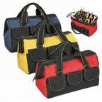 Sanwuta 3 Pack Tool Bag for Men with Waterproof Hard Bottom, Heavy Duty Tool Bag Wide Mouth Tote for Various Instrument, Electrician Carpenter Mechanic(Blue, Red, Yellow,16 Inch,Classic)