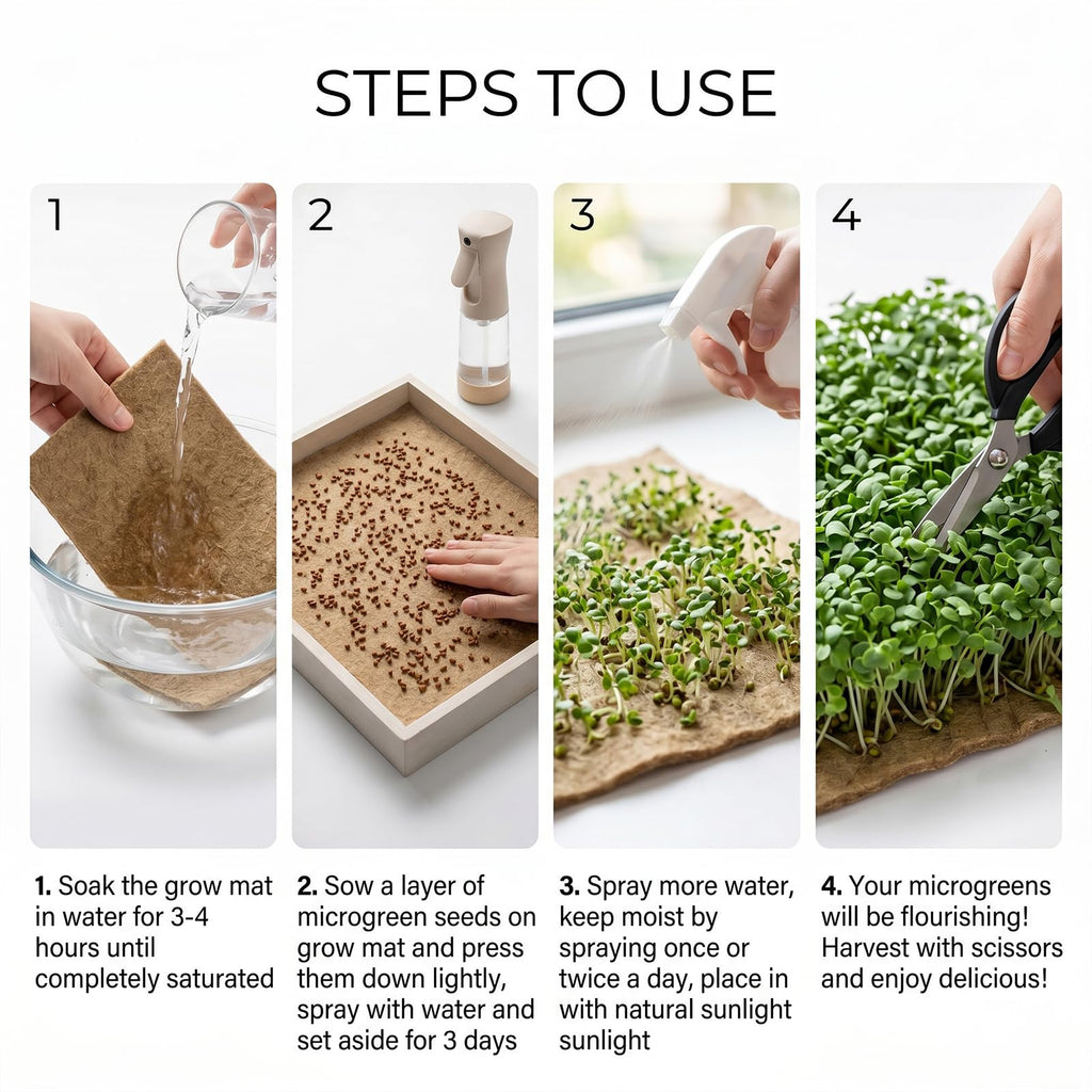 10" x 236" Organic Microgreens Growing Mat, Natural Jute Fiber Grow mats, Organic Hydroponic Pads, Breathable Grass Seed mat for Germination Trays, Wheatgrass Sprouts Microgreen, Seed Starter