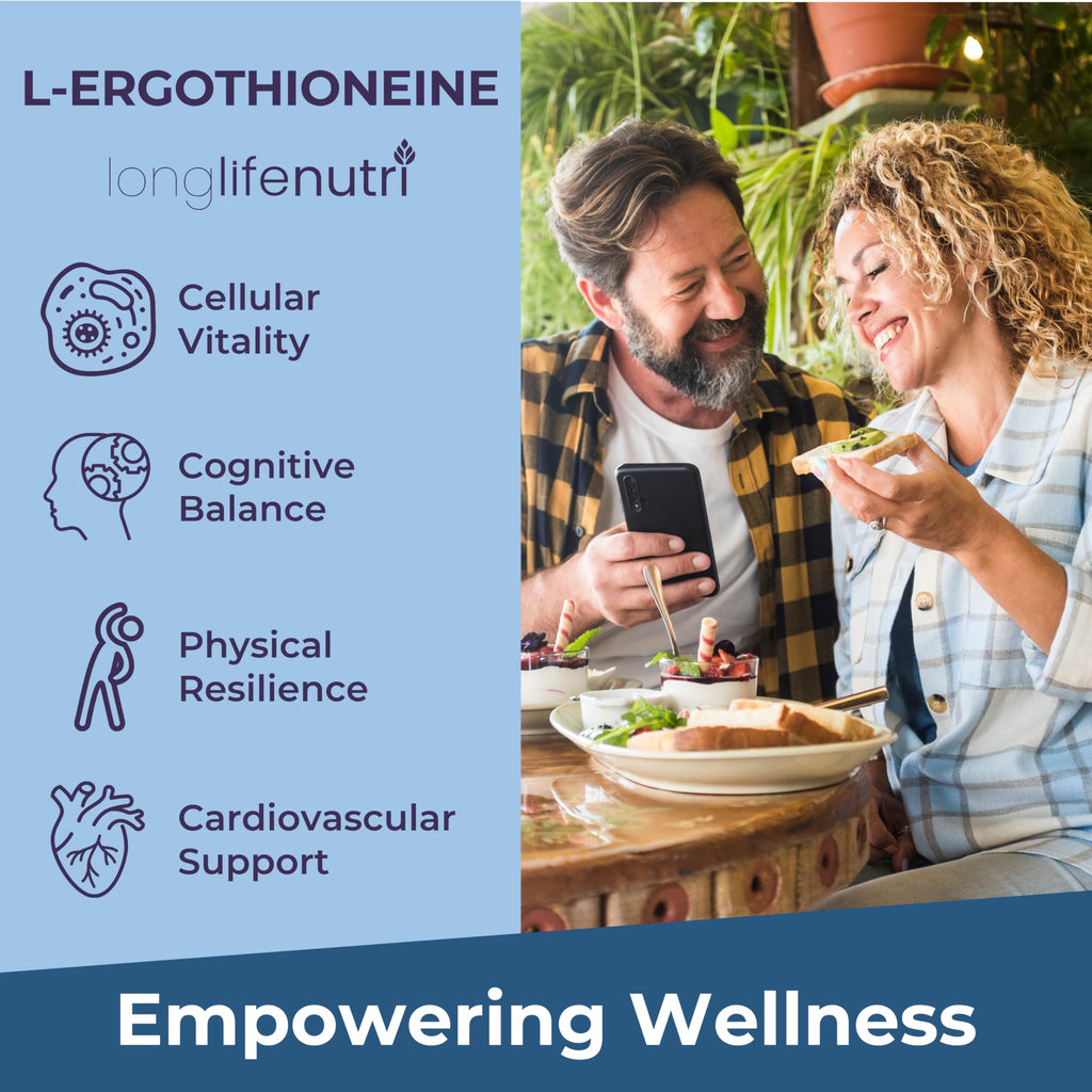 L-Ergothioneine 25mg - 120 Vegetarian Capsules, 4-Month Supply, Antioxidant Supplement for Wellness Routine, GMP Certified, Made in USA