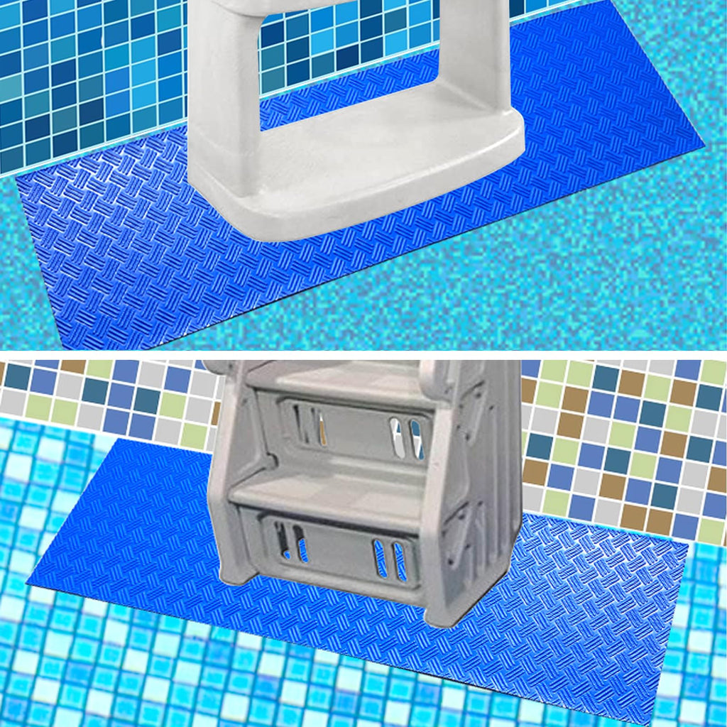 SKARUMMER Swimming Pool Ladder Mat - Protective Pool Ladder Pad Step Mat with Non-Slip Texture, Blue Medium Pool Step Mat 45 inch X 45 inch