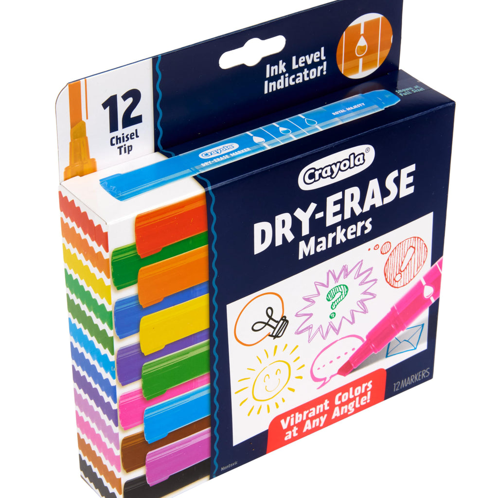 Crayola Take Note Dry Erase Markers for School (12ct) Teacher Classroom Supplies, Chisel Tip Whiteboard Markers, Must Haves