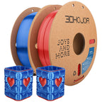 3DHoJor Silk PLA Filament 1.75mm, PLA Filament 1.75mm Silk Shiny 3D Printer Filament, 1kg*2 Cardboard Spool, Dimensional Accuracy +/- 0.03 mm, Fit Most FDM Printer(Silk Red+Blue)
