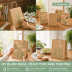 ECOEXTRA Brown Kraft Paper Bags 100 Pack 8x4.5x10.8 in Medium with Handles
