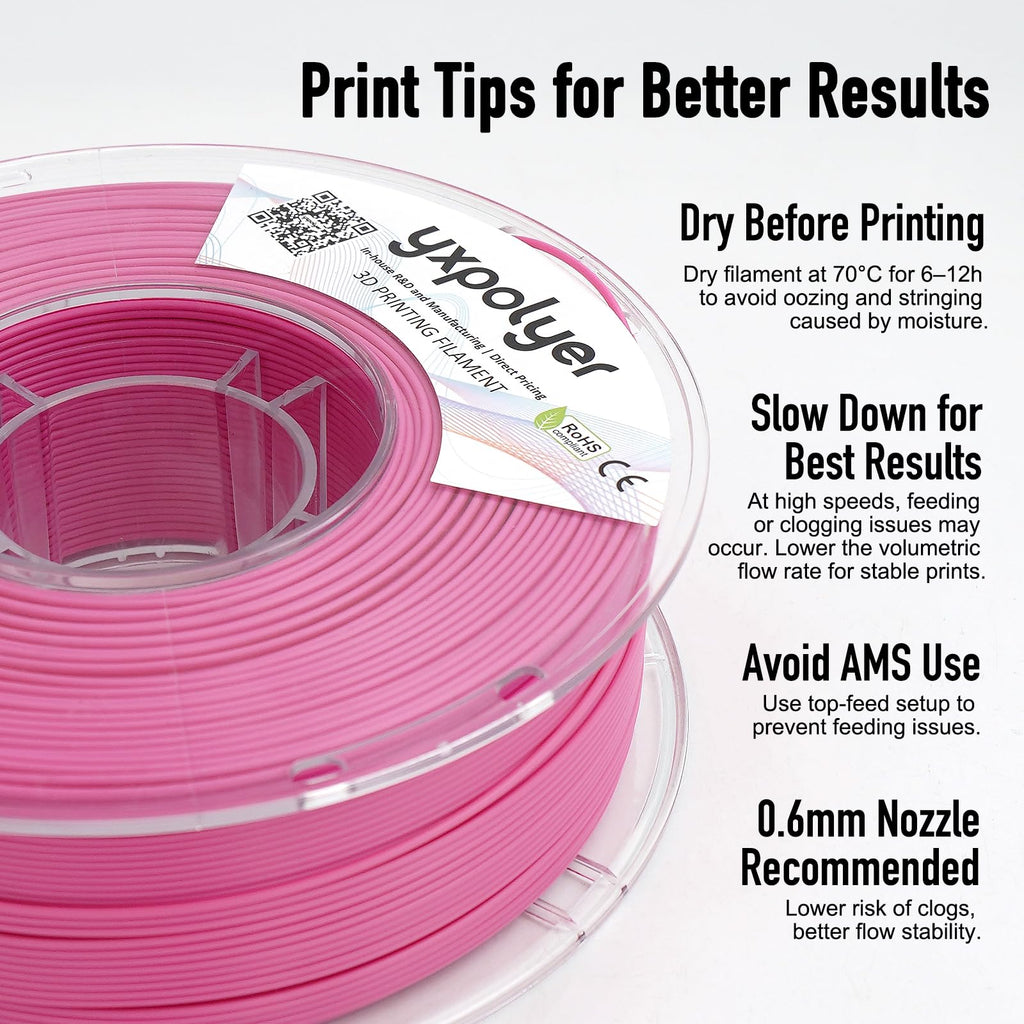 YXPOLYER Flexible PLA Food-Grade 92A Soft PLA 3D Printer Filament 1.75mm 1KG for Printing Dog Chew Toys and Highly Elastic Bouncy Airless Basketball Pet Ball, Pink