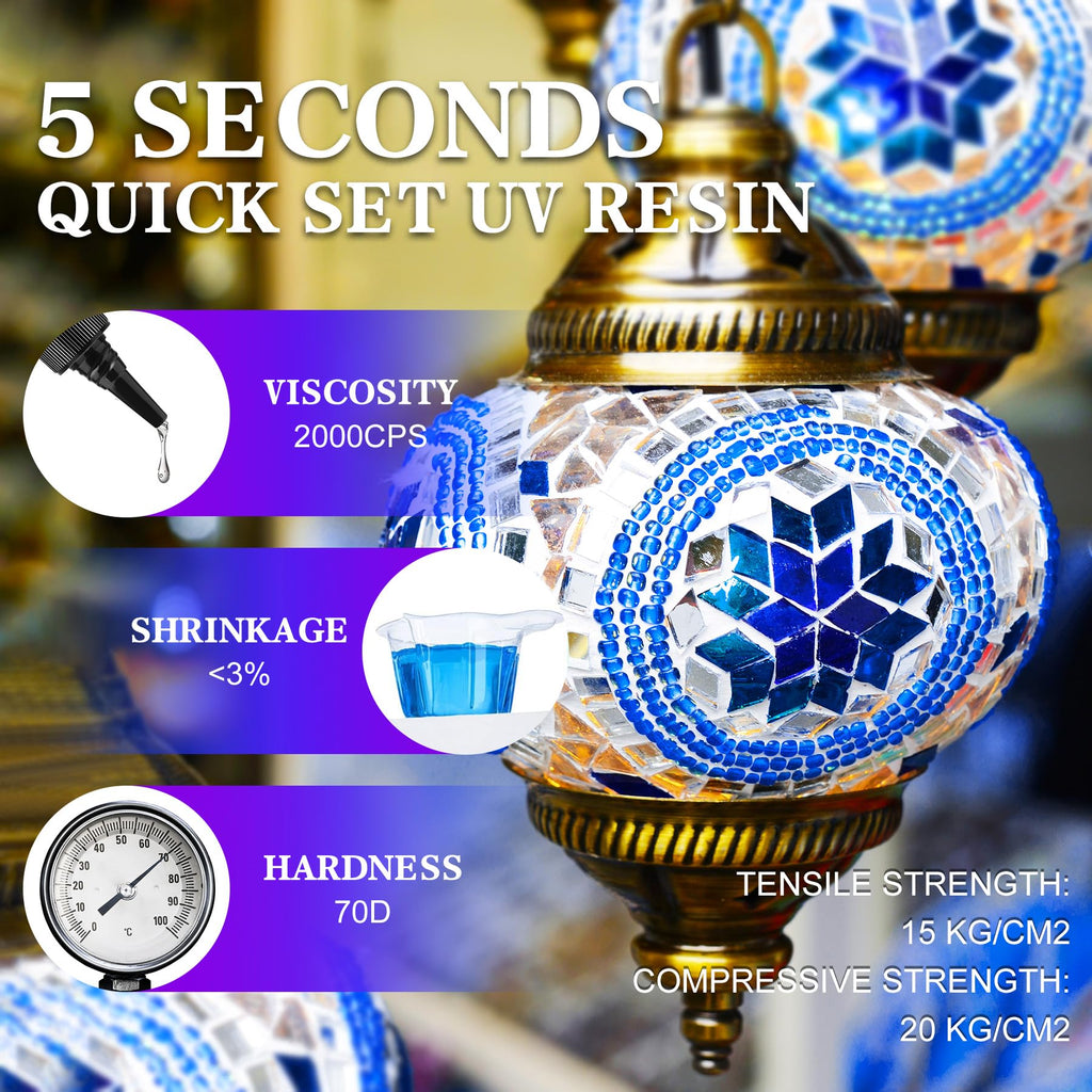 UV Resin White, Crystal Clear Hard UV Glue for Jewelry Making & DIY Crafts – Solar Cure Epoxy Kit, Low Odor, Sunlight & UV Lamp Activated (120G)