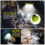 JINLITE Magnetic Work Light - 3000LM Rechargeable LED Work Light Bar, 5200mAh Under Hood Mechanic Light for Garage, Workshop, Vehicle Inspection (1 Pack, Yellow)