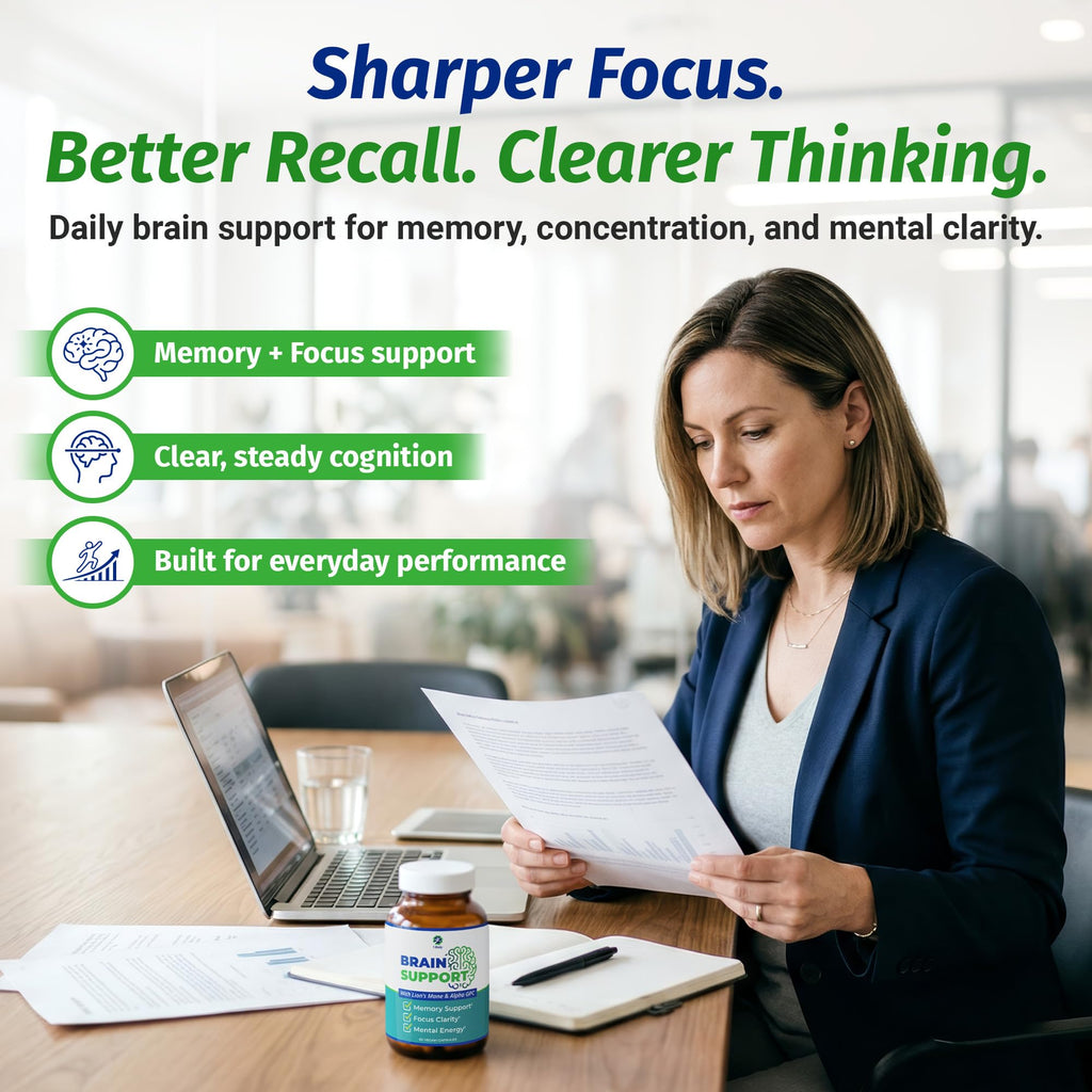 1 Body Brain Supplement – Nootropic Brain Booster with Alpha GPC, Ginkgo & Bacopa – 90 Vegan Capsules – Memory Supplement for Brain Support, Focus Pills, Brain Fog Supplements for Women and Seniors