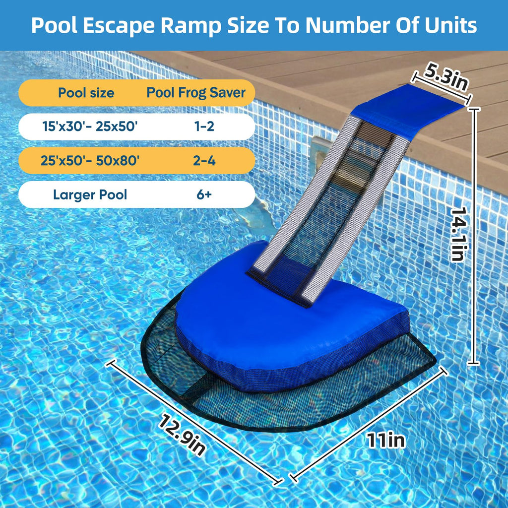 Pool Animal Escape Ramp Frog-Saver-Log - for 2Pcs Swimming Pools Wildlife Rescue Device,Durable Above Ground Pool Critter Ramp, Prevent Drowning with Easy Install, Pool Safety,Reusable (Blue-2Pack)