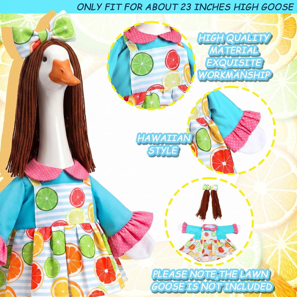 Soulchen Summer Porch Goose Outfits for 23 Inch Lawn Statue Lemon Porch Goose Dress Clothes Costume for Outdoor Garden Decor