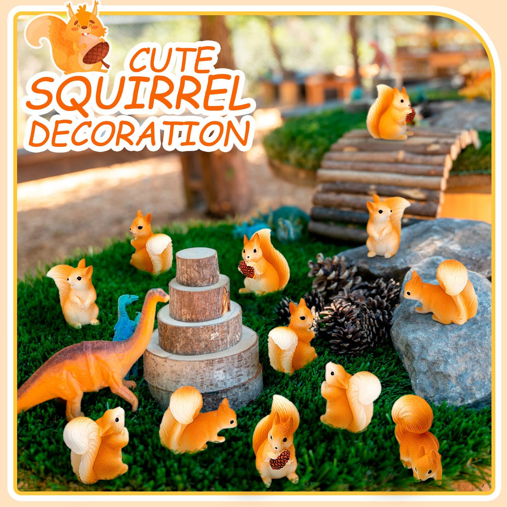Weysat 40 Pcs Mini Resin Squirrel Miniature Small Squirrel Figures Tiny Resin Animal Decor Garden Accessories Cupcake Topper Decor for DIY Outdoor Landscape Garden Lawn Birthday Craft