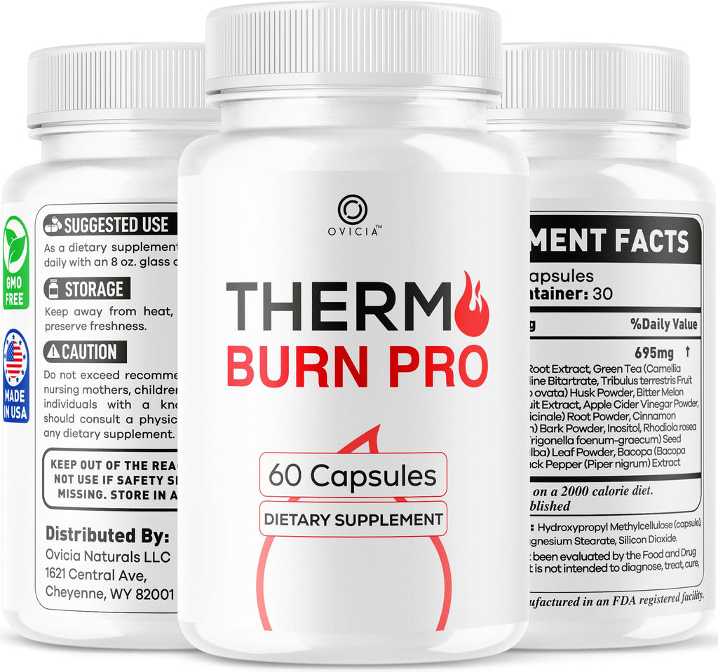 (3 Pack) Thermo Burn Pro Capsules - Official Thermoburn Pro Pills Advanced Support For Maximum Strength With Natural Ingredients Vitamins ThermoburnPro For Health & Wellness, 180 Capsules For 3 Months