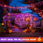 JMEXSUSS 400 LED Orange and Purple Halloween Lights Outdoor, 38.8 FT Orange and Purple Icicle Light Outdoor Waterproof, 8 Modes Halloween Lights Plug in for House Christmas Party Decorations