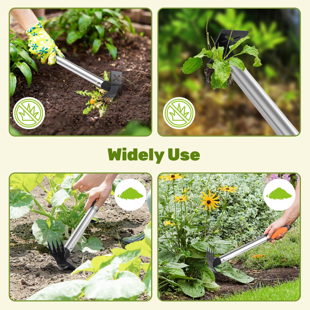 2 in 1 Manual Weeding Rake and Garden Hoe for Yard Lawn Patio Garden