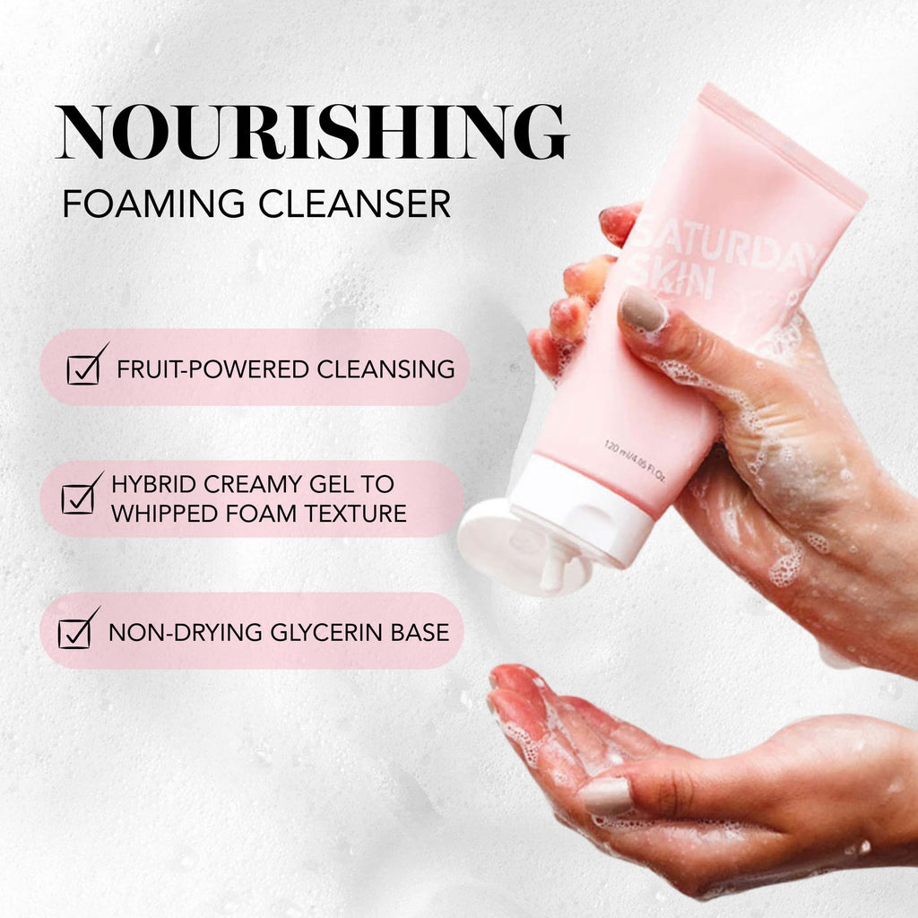 Saturday Skin Hydrating Foam Cleanser – Anti Aging Face Wash with Apple Extract, Moisturizing Face Wash, All Natural Foaming Facial Cleanser, Korean Face Wash for Women & Sensitive Dry Skin