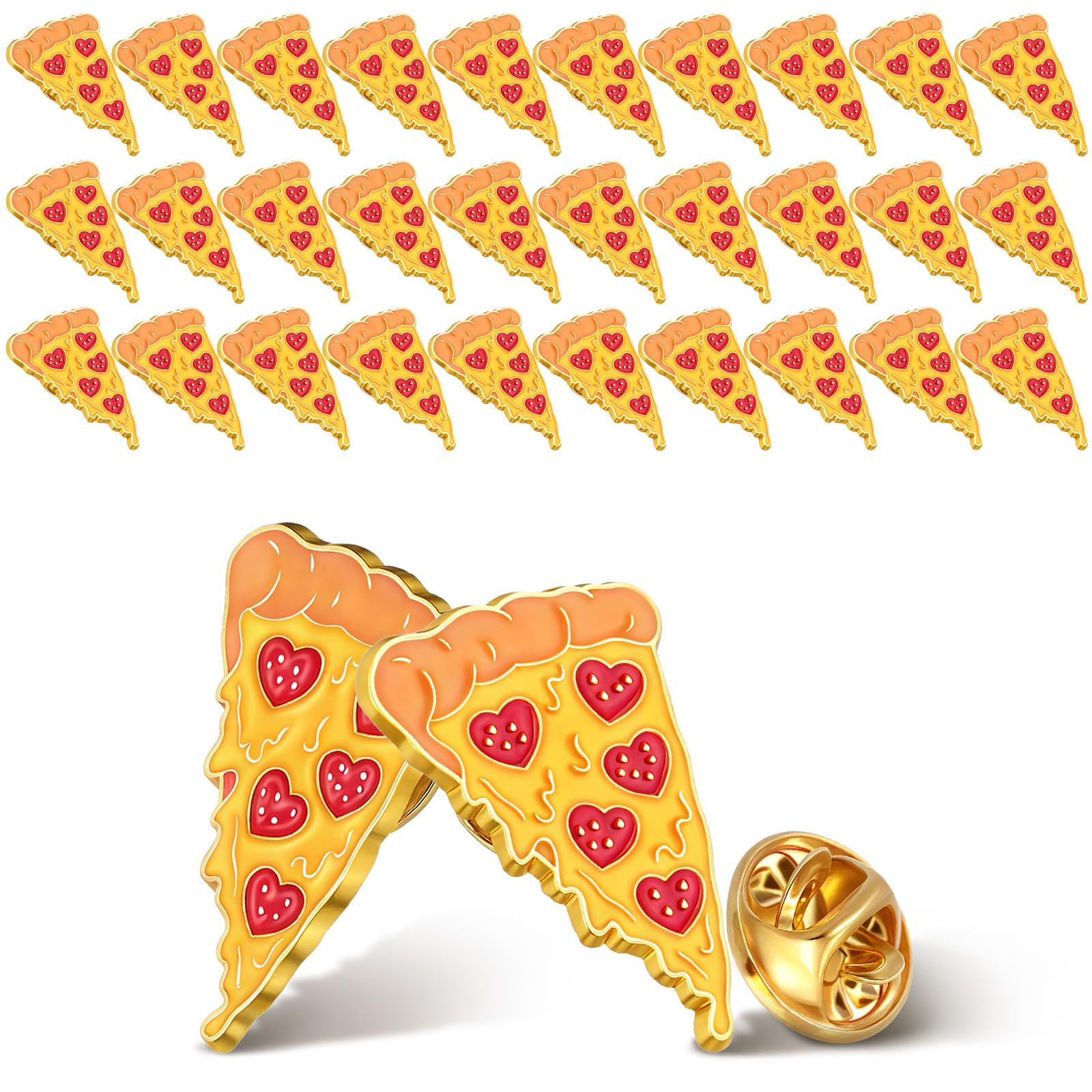Tondiamo 48 Pcs Pizza Pin Bulk Food Slice of Pepperoni Heart Enamel Lapel Brooch Pizza Lover Bulletin Board Decorations Pin Gift for Summer Party Accessories