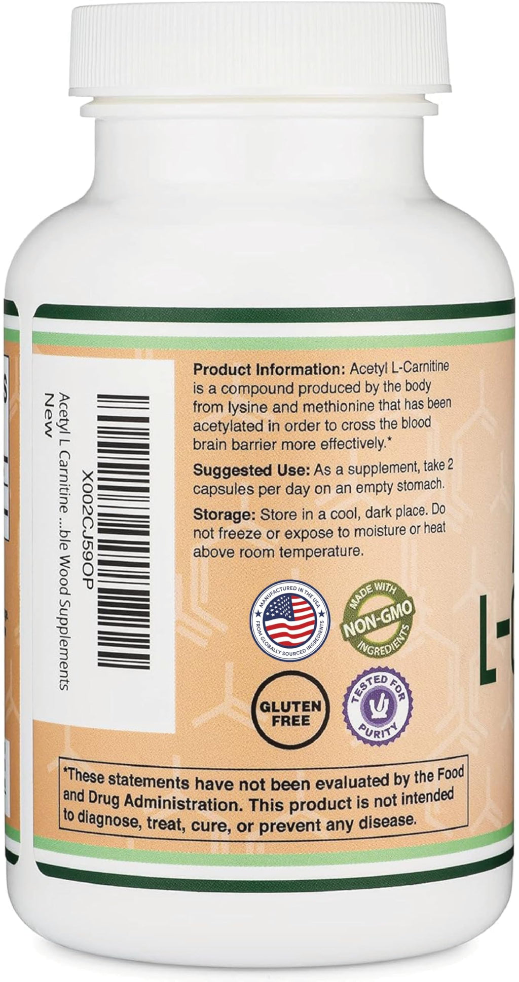 Acetyl L-Carnitine 1,000mg Per Serving, 150 Capsules (ALCAR for Brain Function Support, Memory, Attention, and Stamina) Acetyl L Carnitine That is Third Party Tested by Double Wood (Pack of 2)