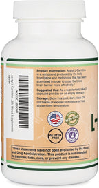 Acetyl L-Carnitine 1,000mg Per Serving, 150 Capsules (ALCAR for Brain Function Support, Memory, Attention, and Stamina) Acetyl L Carnitine That is Third Party Tested by Double Wood (Pack of 2)