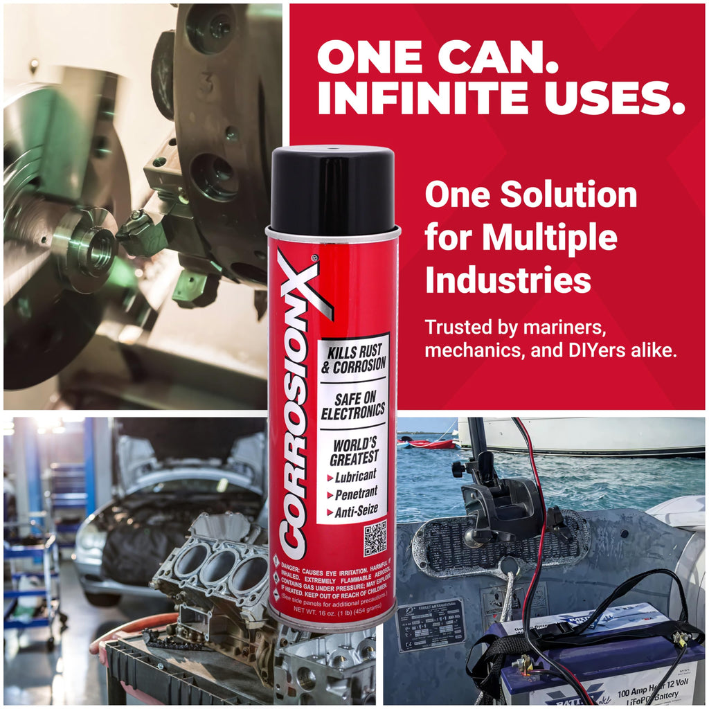 CorrosionX Rust Inhibitor, Industrial-Strength Dielectric Corrosion Prevention, Lubricant & Penetrant for Marine, Automotive, Electronics & RV Use, Protects Bolts, Cables, Engines, 16oz Trigger Spray