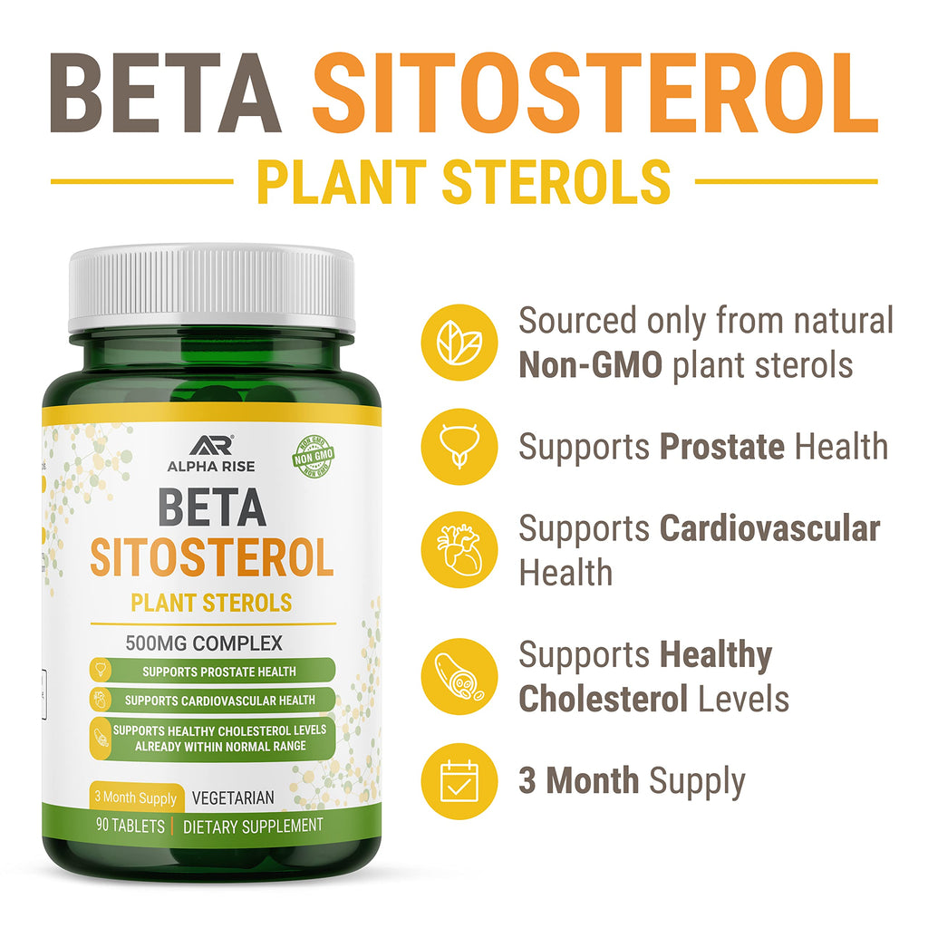 Beta Sitosterol - 500mg Tablets - Non-GMO - Support Prostate and Healthy Cholesterol Levels - Phytosterols Complex - Natural Plant Sterols and Stanols