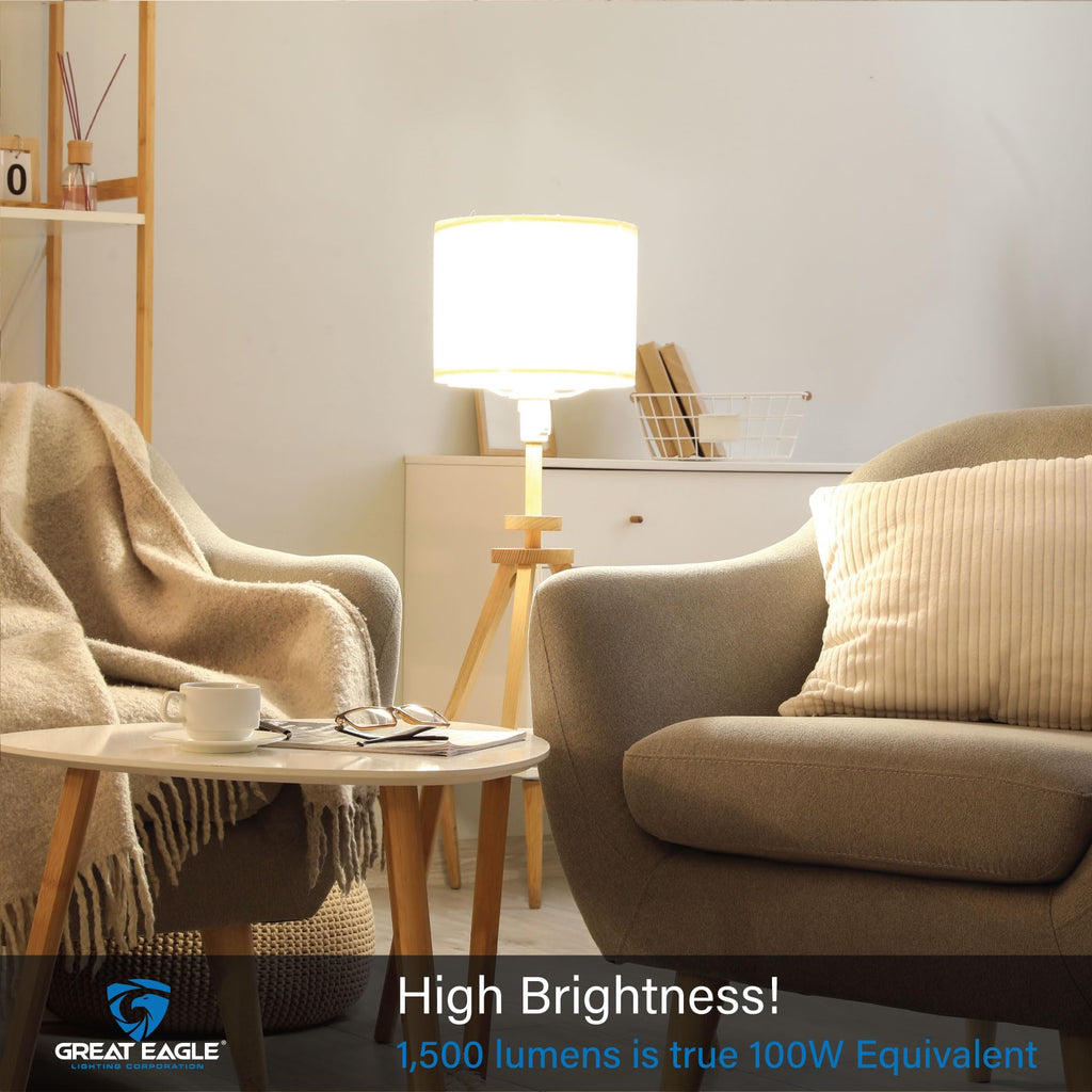 Great Eagle A19 LED Light Bulbs 100 Watt Equivalent - UL Listed - Warm White 2700K LED Light Bulbs, 15W Non-Dimmable, 1500 Lumens (6 Pack)