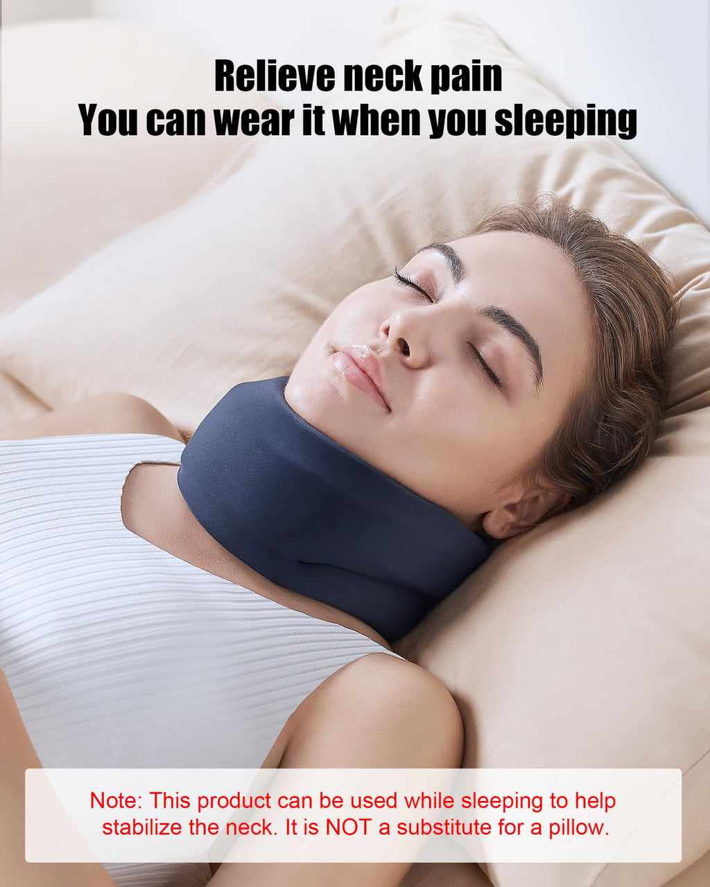 BLABOK Neck Brace for Sleeping - Cervical Collar Relief Neck Pain and Neck Support Soft Foam Wraps Keep Vertebrae Stable for Relief of Cervical Spine Pressure for Women & Men Prussian Blue Medium Size