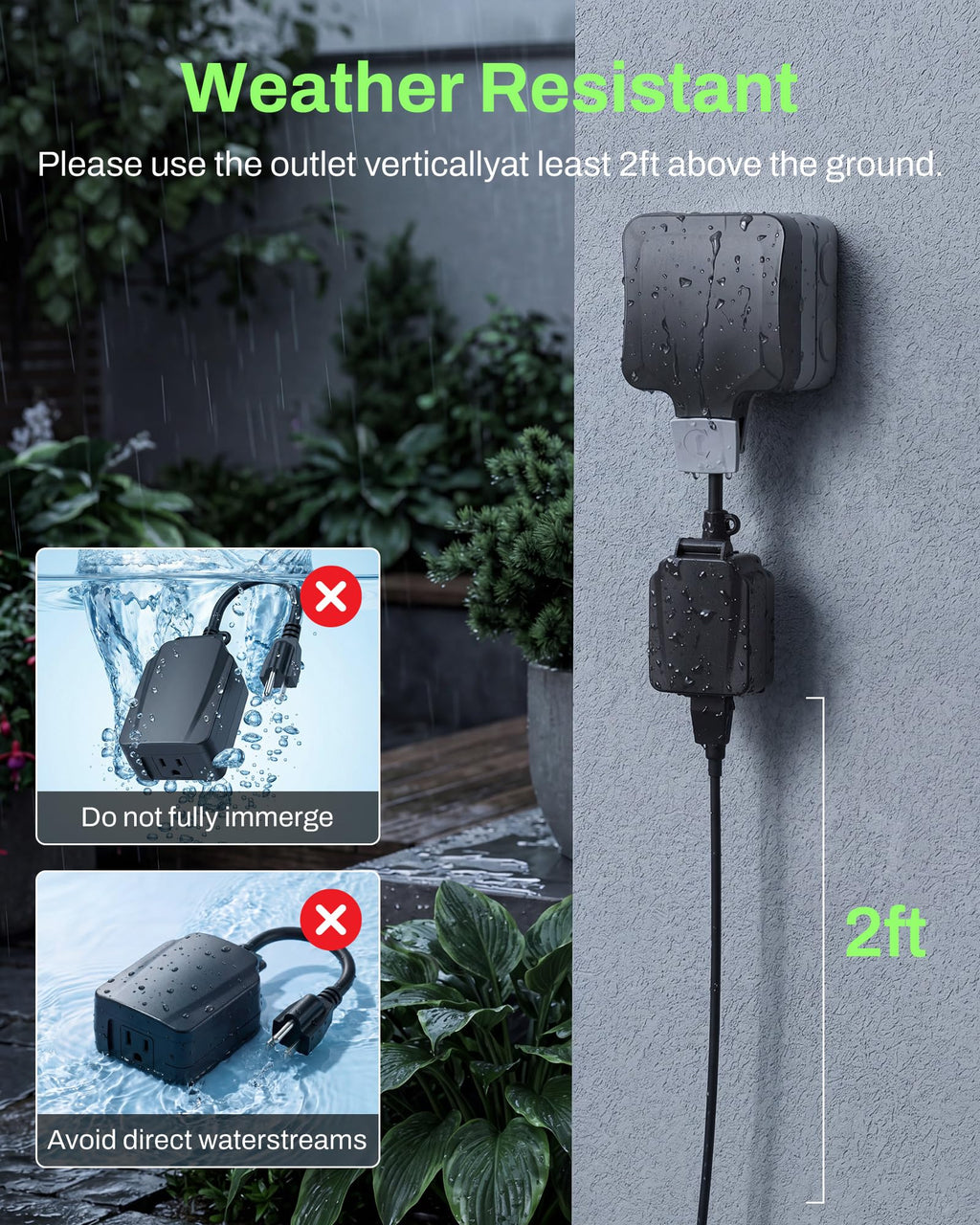 BN-LINK Outdoor 24-Hour Mechanical Timer Outlet, 1 Grounded Outlet, 2 Pack