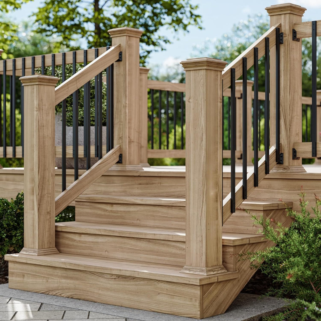 50 Pack Deck Balusters 36 Inch Rectangle Deck Railing Balusters with End Caps & Stainless Screws, Outdoor Face Mount Metal Spindles for Porch Stair