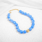TENTMENTISE Chunky Necklaces for Women - Blue Beaded Necklace for Women, Blue Colorful Choker Necklaces, Womens Summer Beach Boho Jewelry Gifts for Vacation Holiday