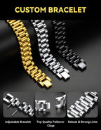 ChainsHouse Men Stainless Steel Bracelet Silver Adjustable Custom Engraved