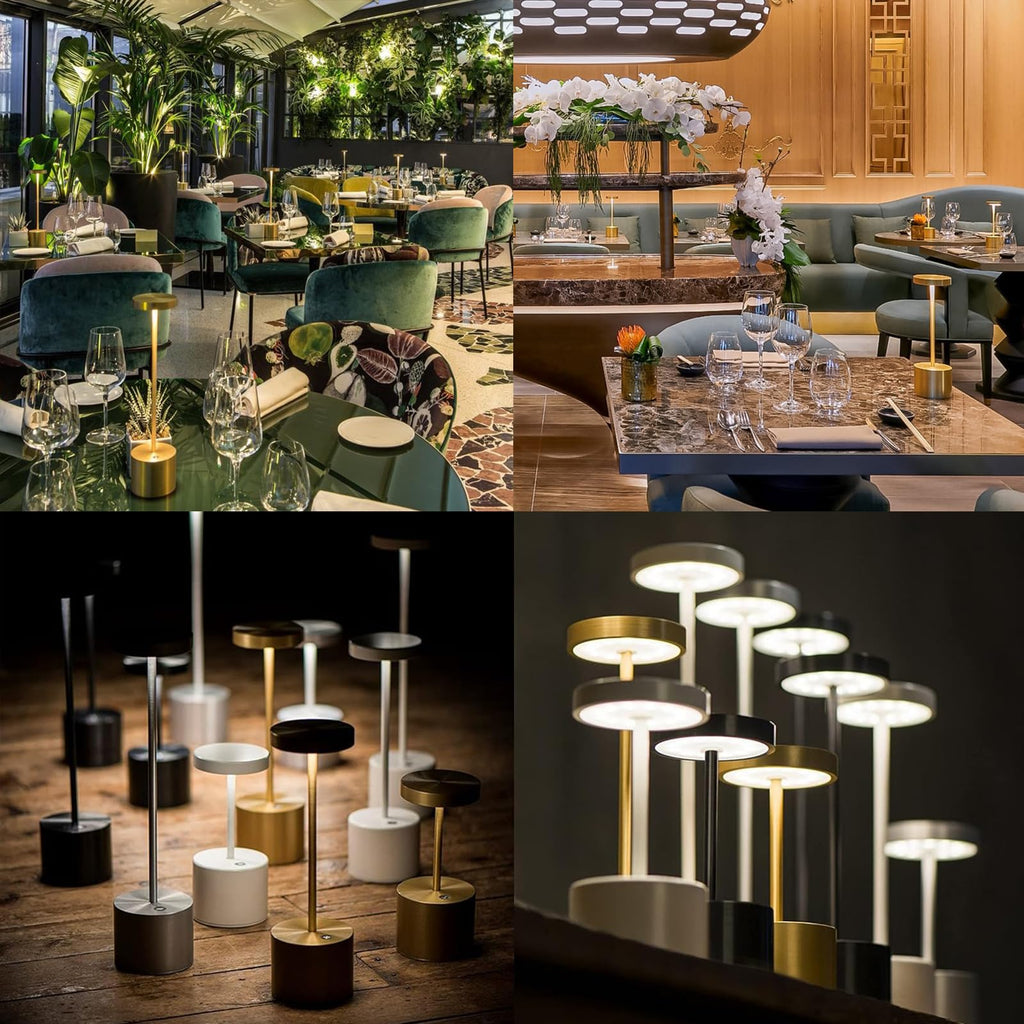 SAKRINGT 2 Pack Cordless Table Lamp Rechargeable, 5000mAh Battery Operated Portable Table Light,Dimming LED Table Lamp for Restaurant/Patio/Outdoor(Gold)