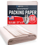 Bryco Goods Newsprint Packing Paper Sheets for Moving - 5lb - 160 Sheets of Newspaper Paper - Must Have in Your Moving Supplies - 27" x 17" - Made in USA