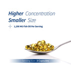 Spoonful Mini Omega 3 Fish Oil, iFOS Certified, 1290 mg Per Serving, 120 Softgels Pearls, Small Size Easy to Swallow Capsules for Women and Seniors, Made in USA