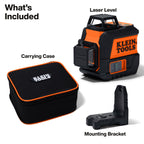 Klein Tools 93CPLG Compact Self-Leveling Laser Level, Bright Green Cross Line 360-Degree Laser Planes, Class 2 ≤ 1mW, Rechargeable, Magnetic Mount