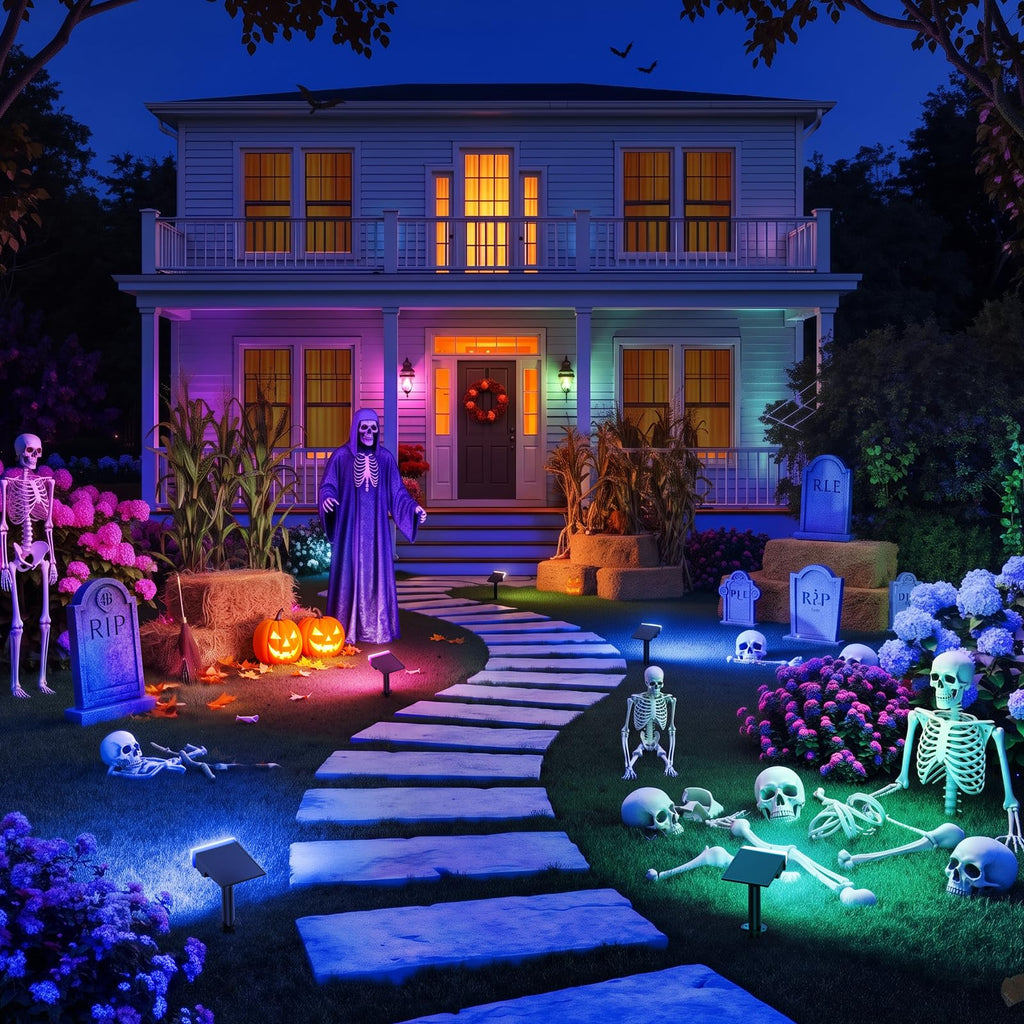 Consciot Solar Spot Lights Outdoor, Halloween Lights, 170° Wide Beam