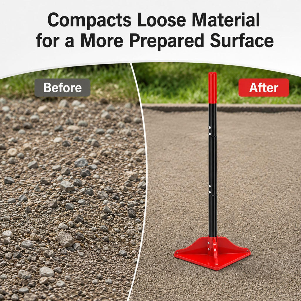 8" x 8" Steel Tamper Tool with 48" Handle, Heavy Duty Hand Compactor for Soil, Gravel, Dirt, Asphalt, Pavers, Driveway Repair, Lawn & Landscaping