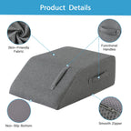 Leg Pillow Elevation Blood Circulation, Leg Wedge for Elevation for Swelling, Leg Elevating Pillow for After Surgery, Memory Foam Foot Knee Pillow for Back Sleeping 23.6×16.8×8 Inch Dark Grey