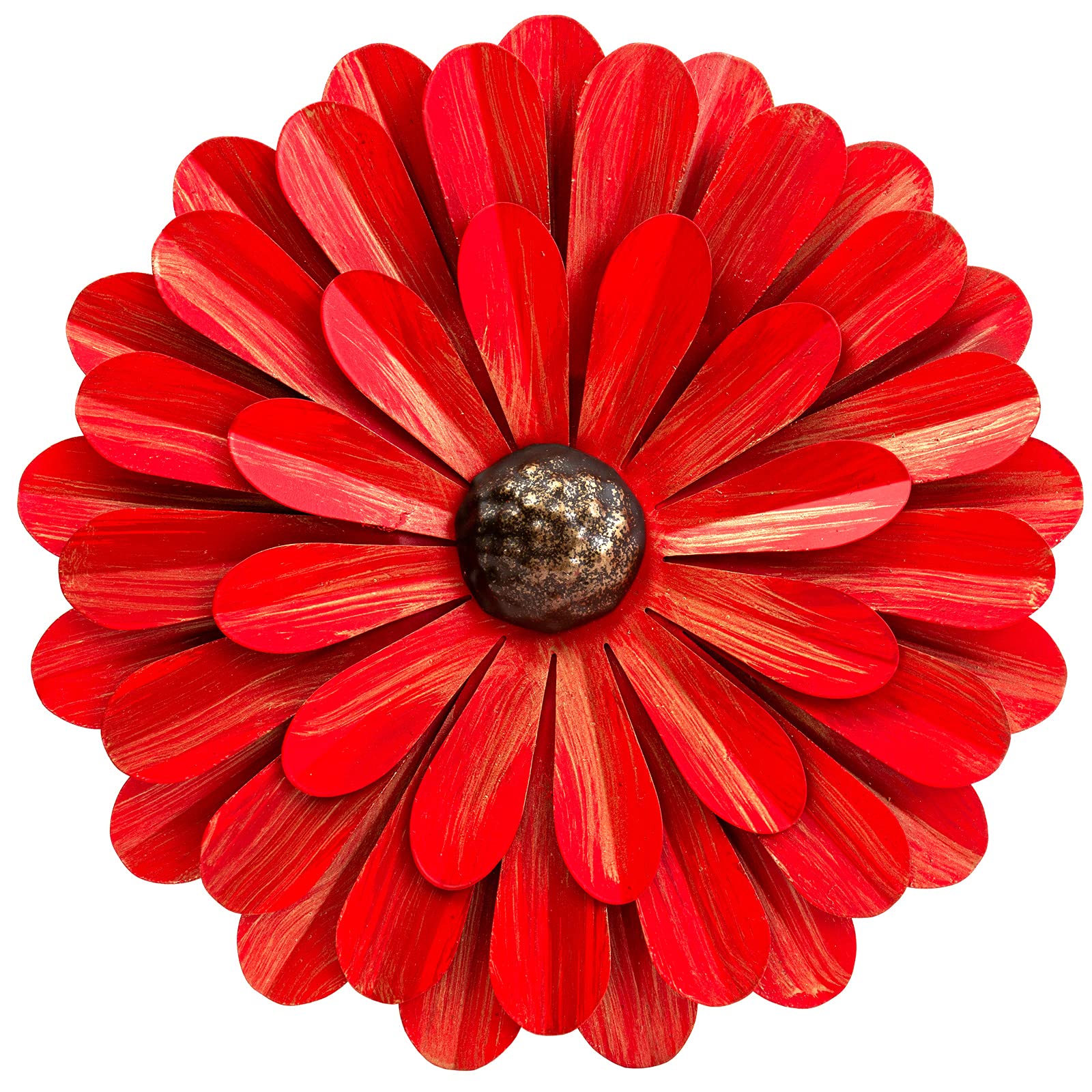 EASICUTI Red Metal Flowers Wall Decor Metal Wall Art Decorations Hanging For Indoor Outdoor Home Bathroom Kitchen Room Bedroom Living Room Garden Patio Porch 12 Inch